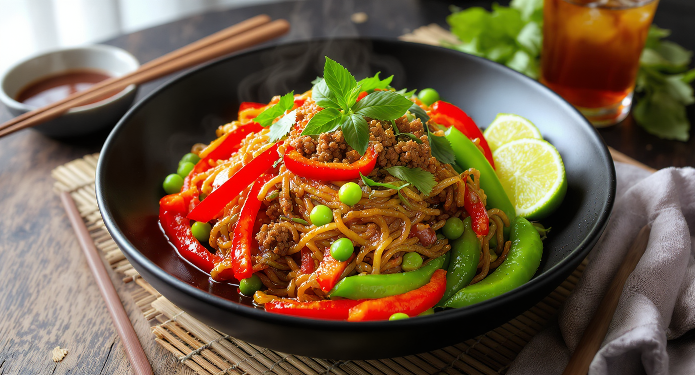 High Protein Pad Kee Mao (Drunken Noodles with Lean Ground Meat)