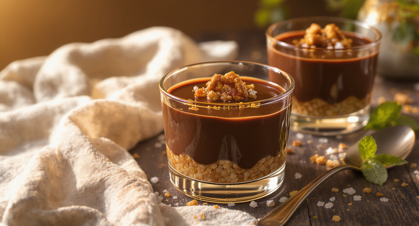 Salted Chocolate Pretzel Pots de Crème