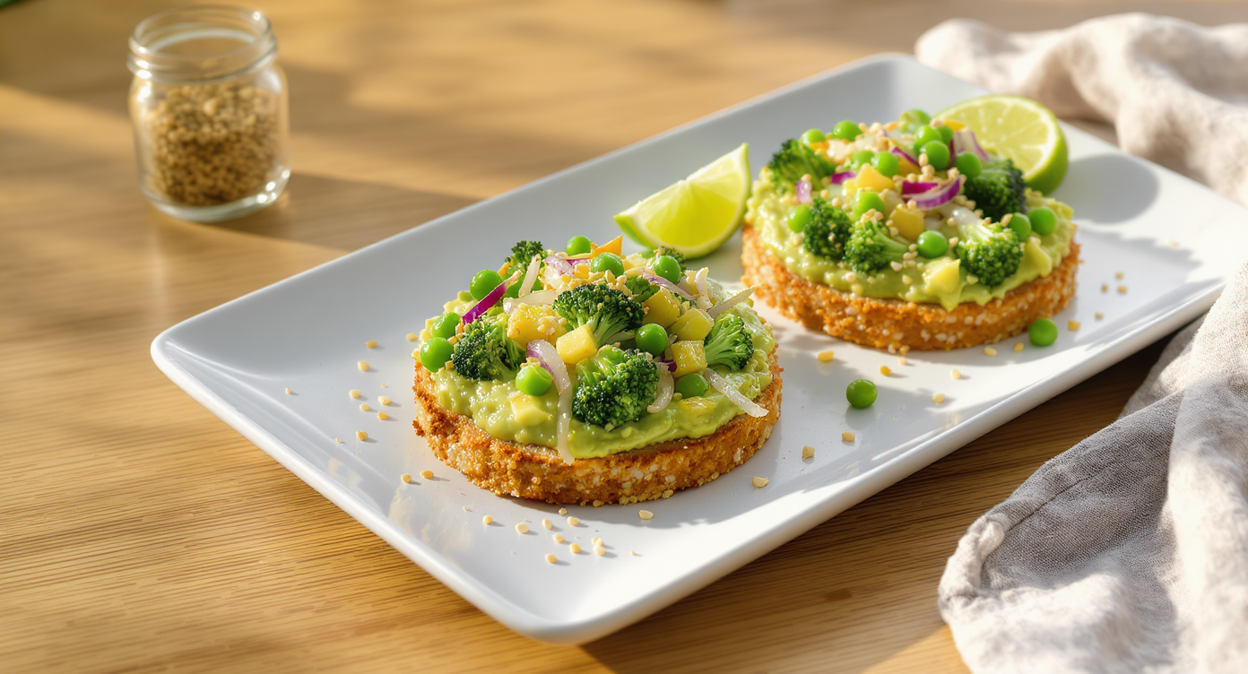 Avocado & Veggie Rice Cake Toasts