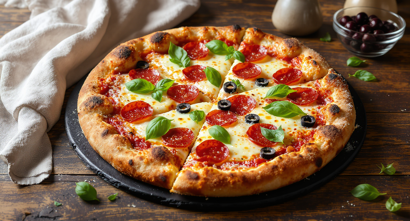 Keto Fathead Pizza with Pepperoni & Olives