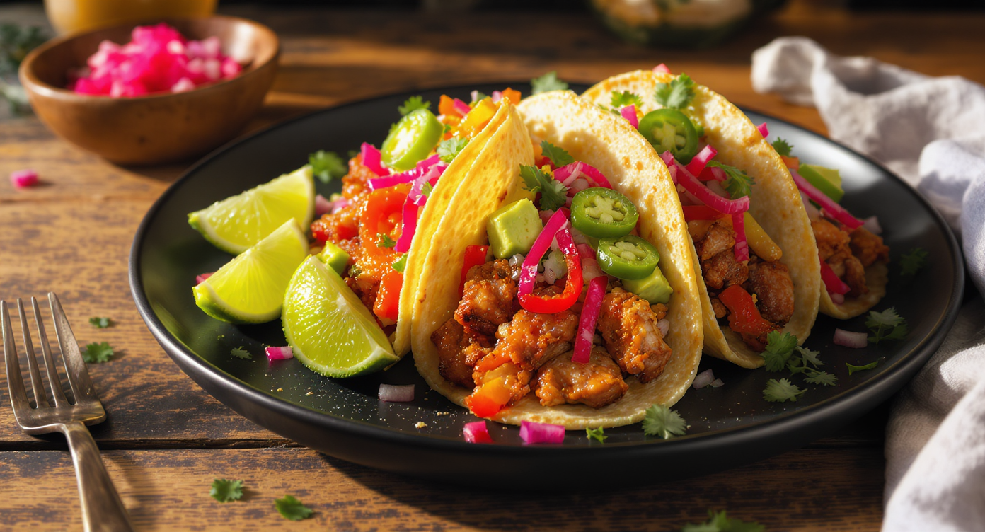 Rick Martinez-Inspired Mushroom & Dairy-Free Chicken Taco Plate