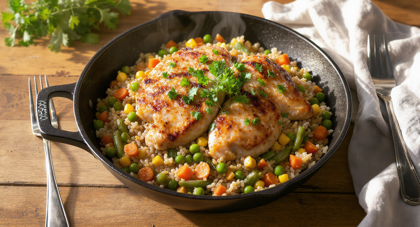 Lazy One-Pan Chicken & Rice Skillet