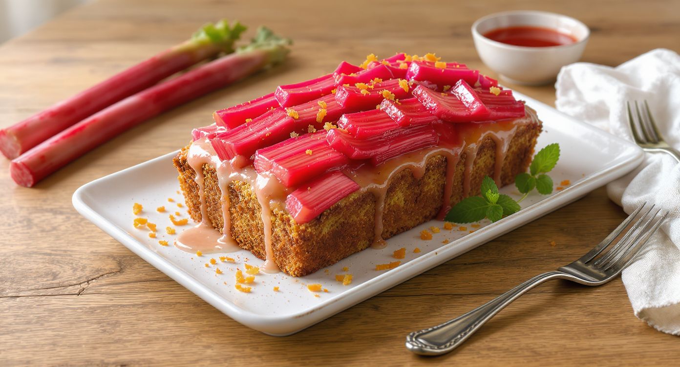 Glazed Rhubarb Loaf Cake