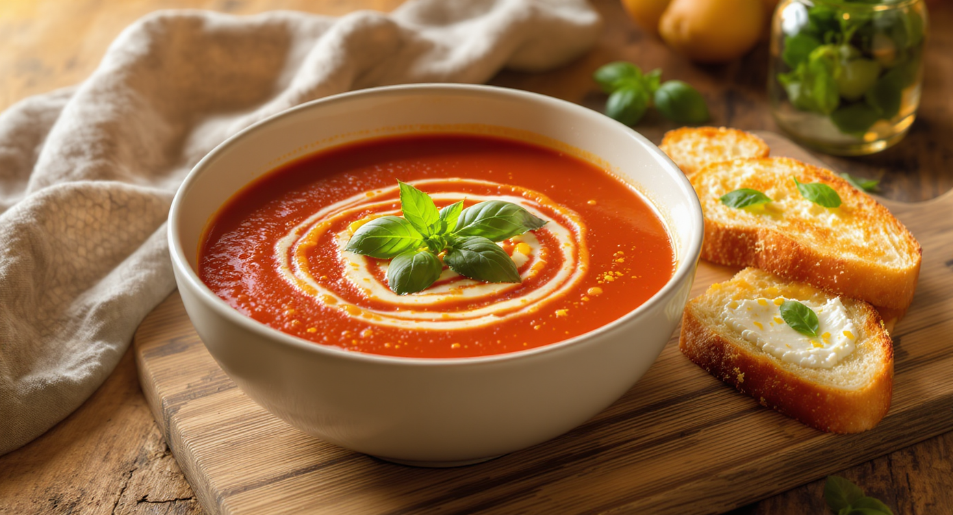 Roasted Tomato Soup with Ricotta Toasts