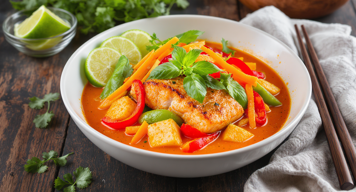 High-Protein Thai Salmon & Tofu Red Curry