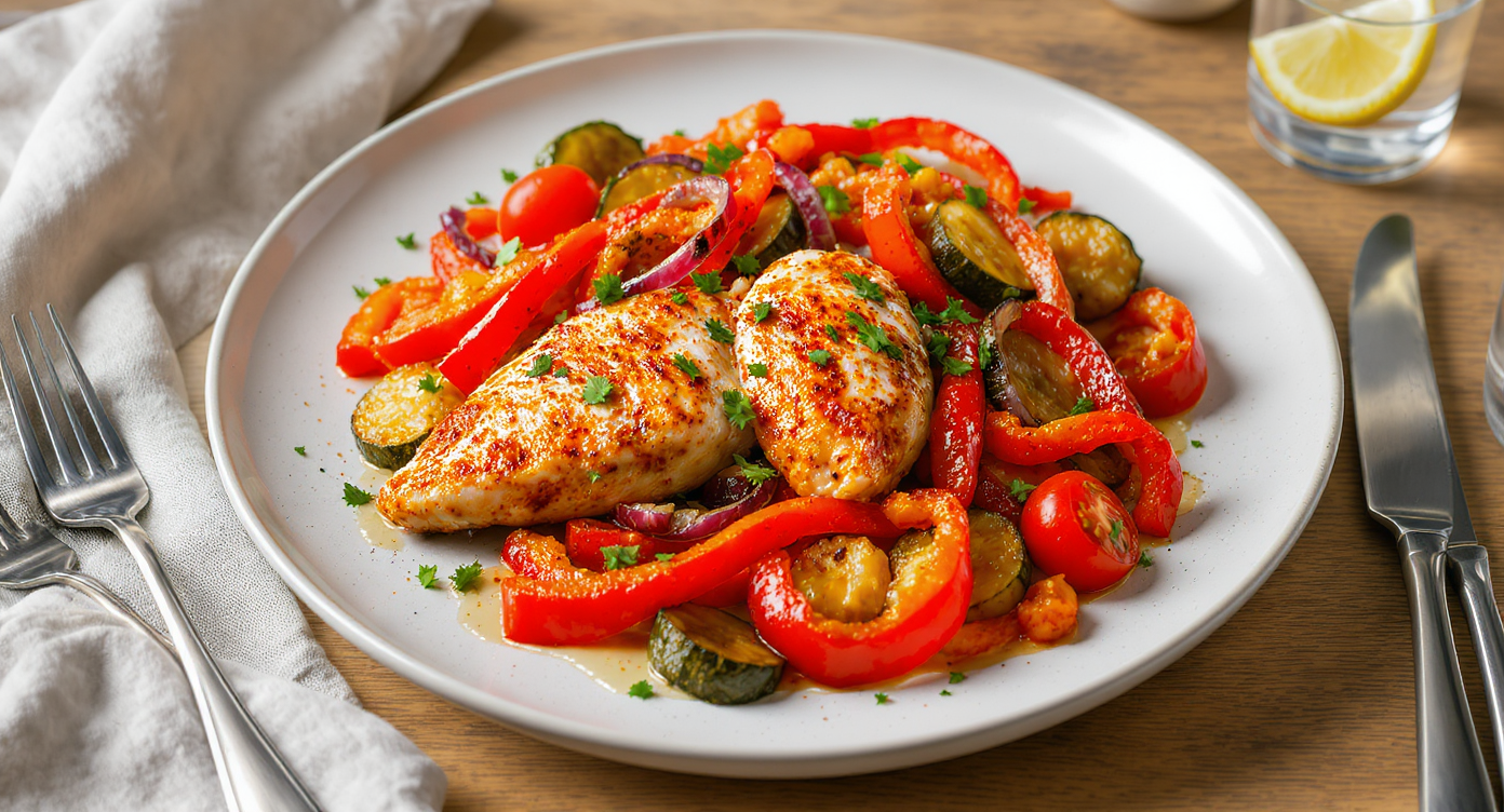 Sheet Pan Paprika Chicken with Roasted Veggies