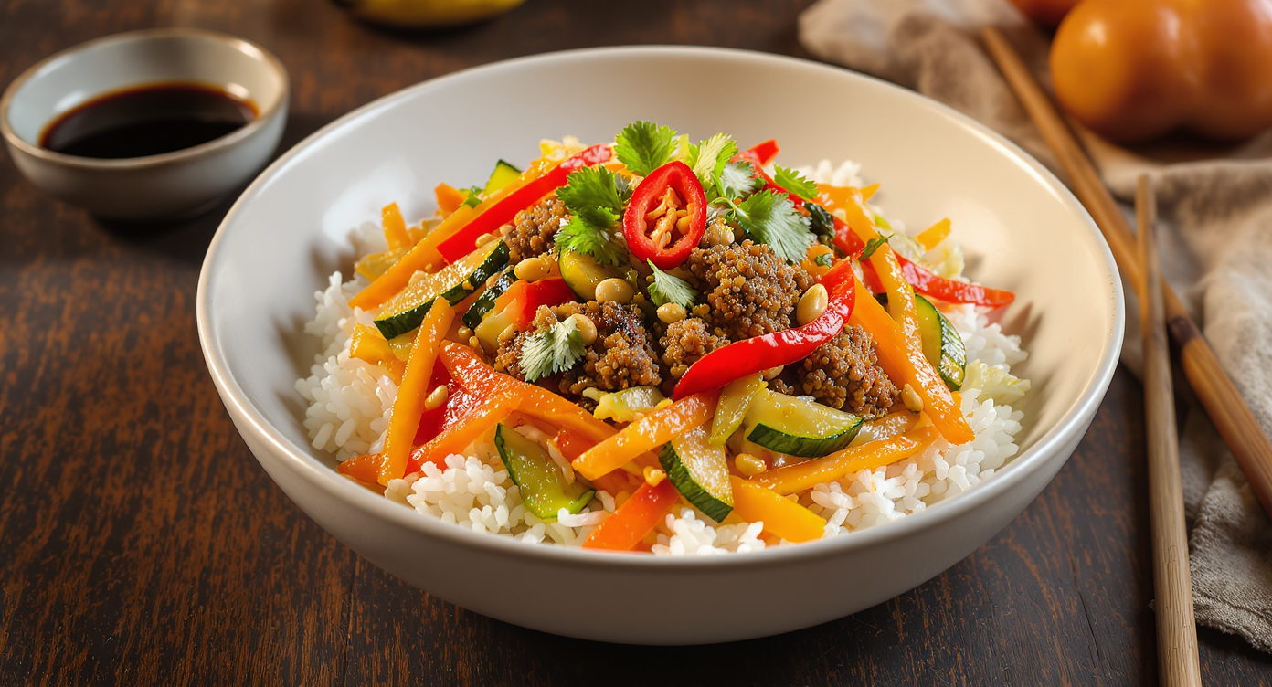 Vietnamese Ground Bison Stir-Fry with Colorful Vegetables