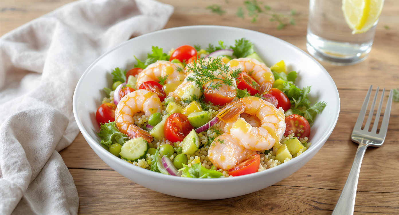 Quick Cold Shrimp & Salmon Protein Salad Bowl