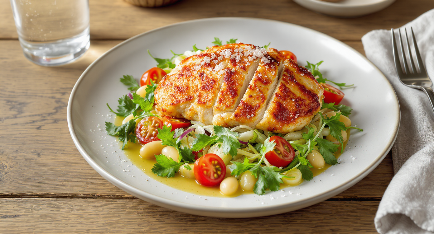 Zuni-Style Crisp Chicken Breast with Bean & Fennel Salad