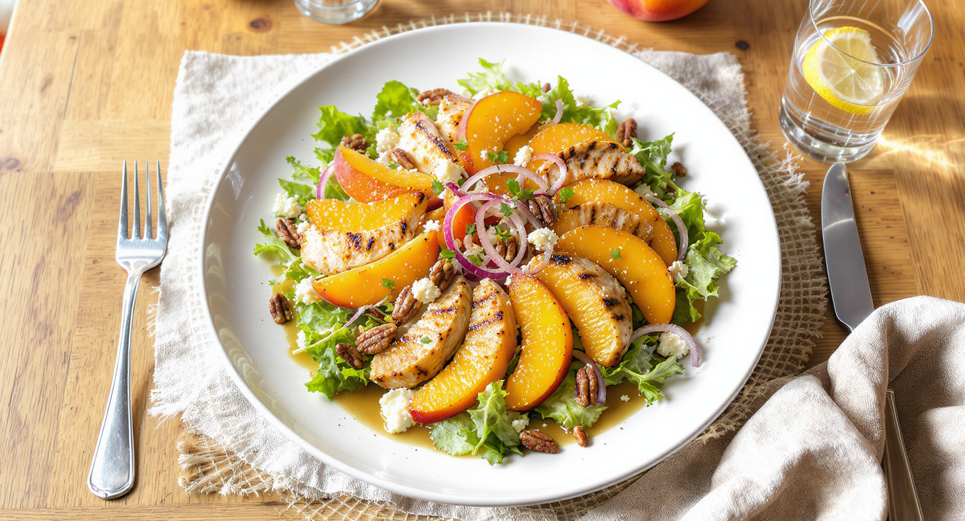 High-Protein Chicken Peach Goat Cheese Salad