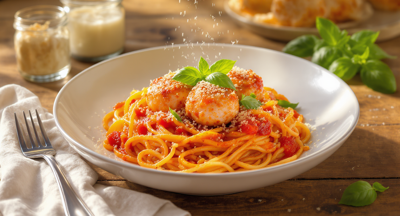 Salmon Spaghetti & 'Meatballs'