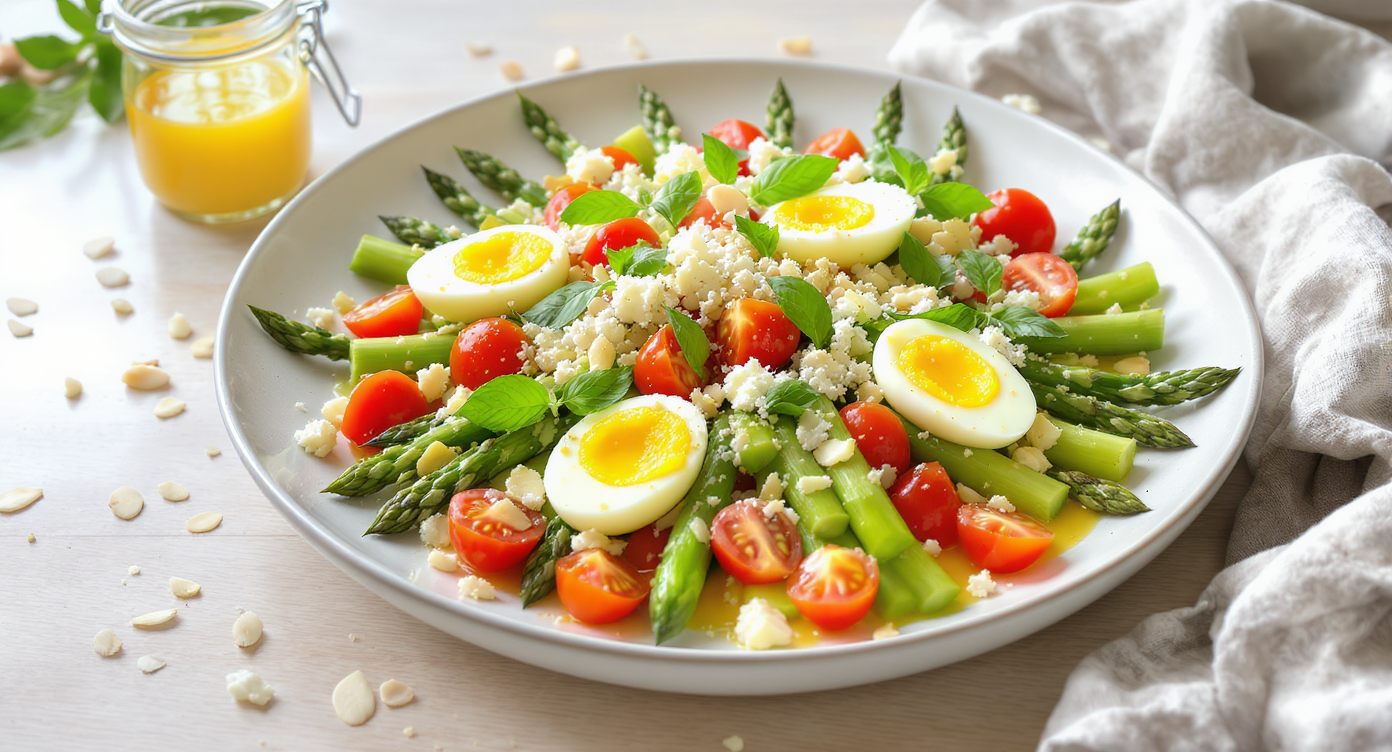 Spring Asparagus Salad with Goat Cheese, Eggs & Lemon Vinaigrette