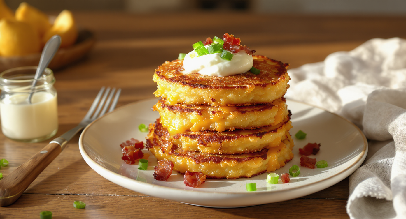 Crispy Bacon & Cheddar Mashed Potato Pancakes