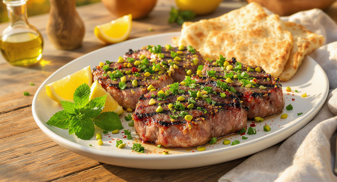 Grilled Lamb Chops with Mint-Pistachio Gremolata & Warm Flatbread