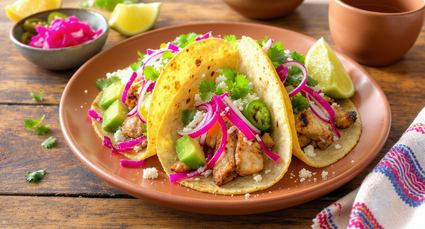 Citrus-Marinated Chicken Tacos with Avocado & Queso Fresco