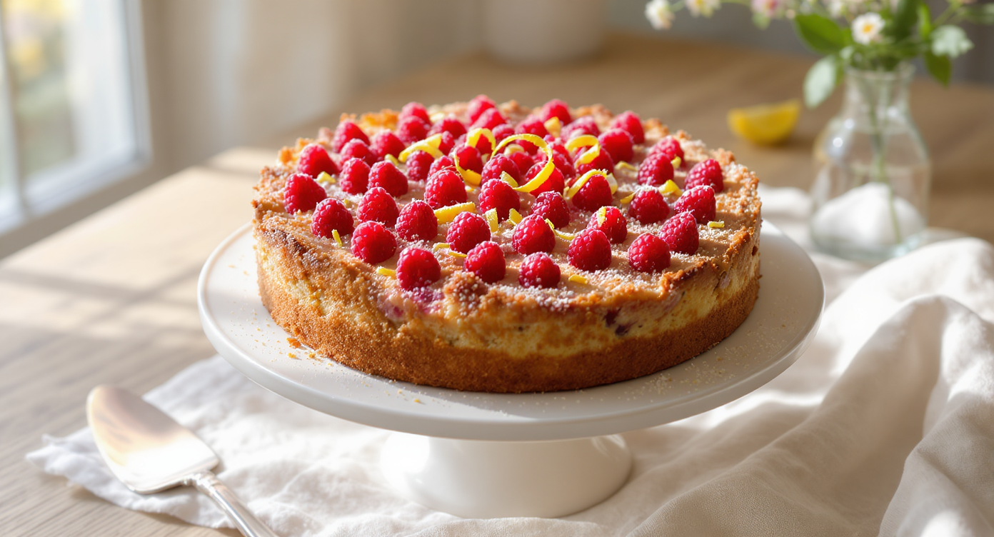 Lemon-Raspberry Crème Fraîche Snacking Cake