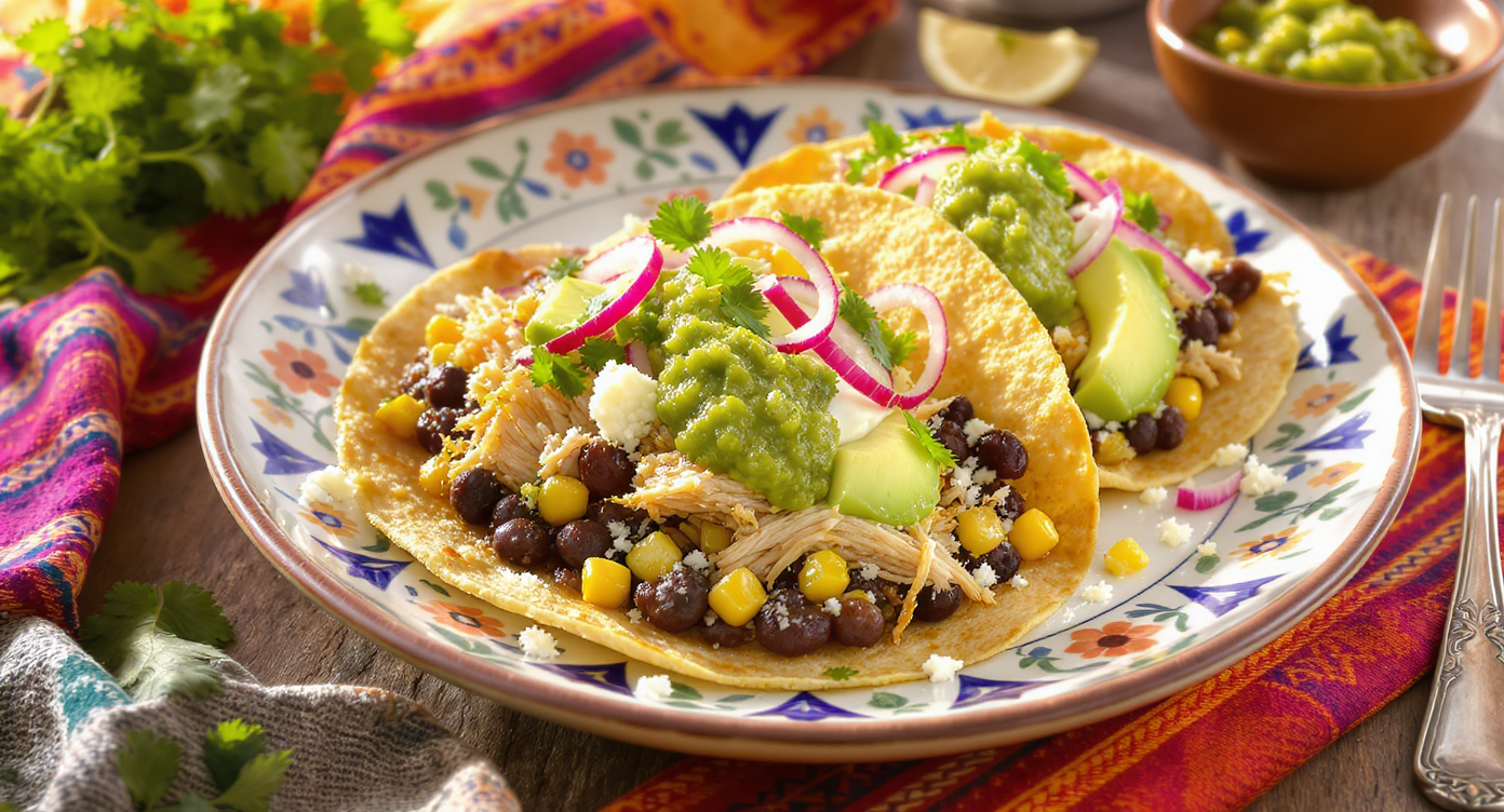 Sopes with Chicken, Black Beans & Corn
