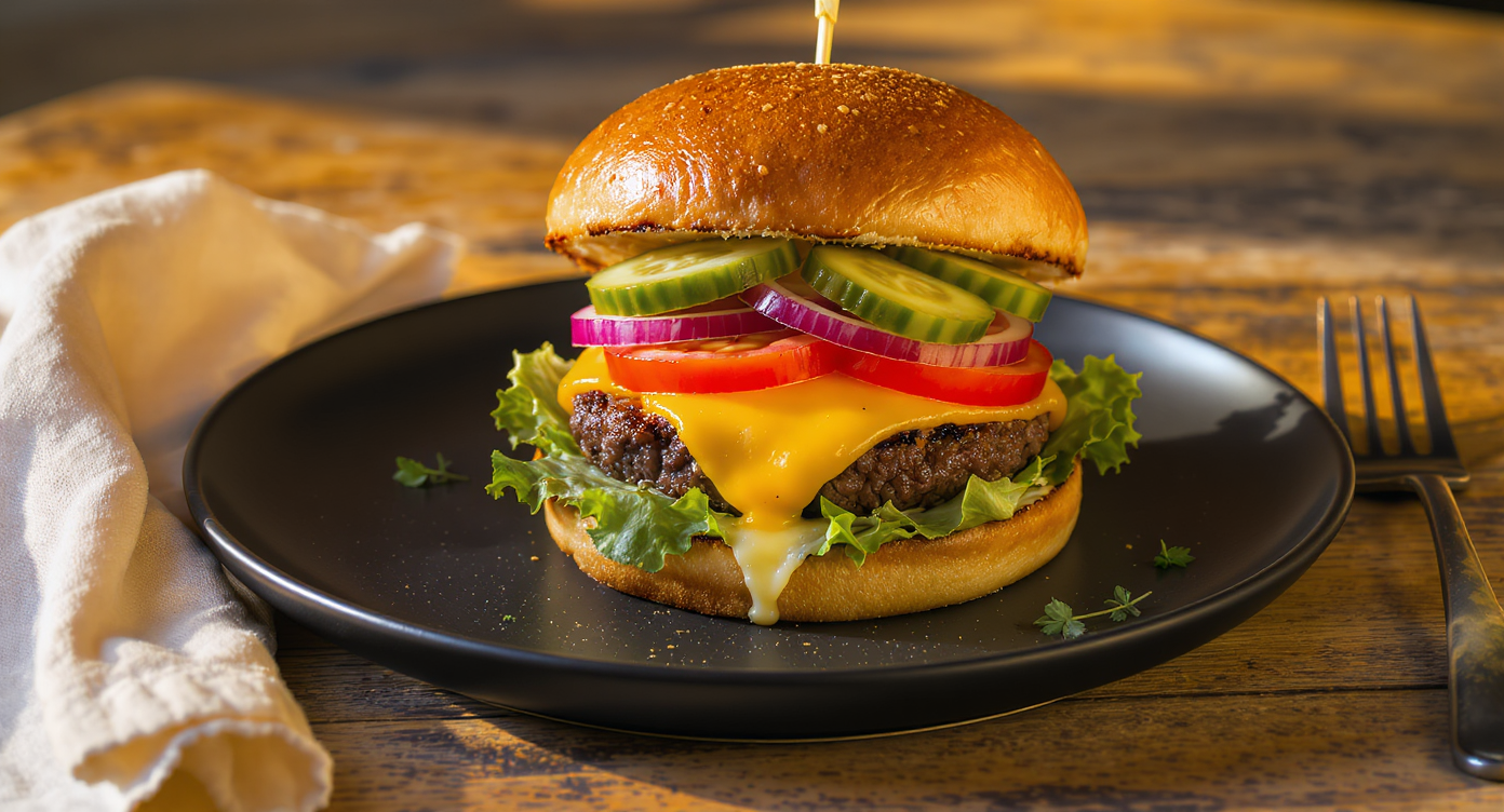 Ultimate SFAH-Inspired Burger with Pickled Cucumbers and Cheddar