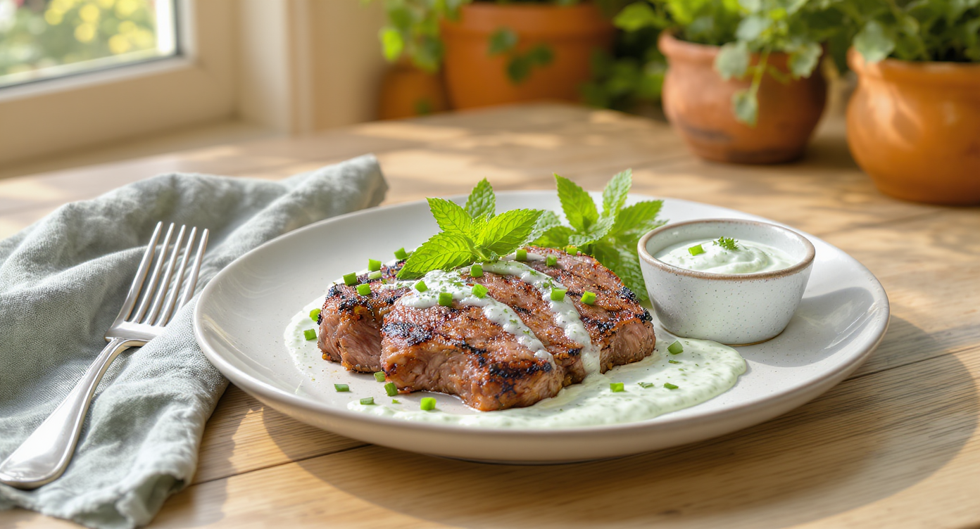 Grilled Mint-Rubbed Lamb Chops with Cucumber-Mint Yogurt Sauce