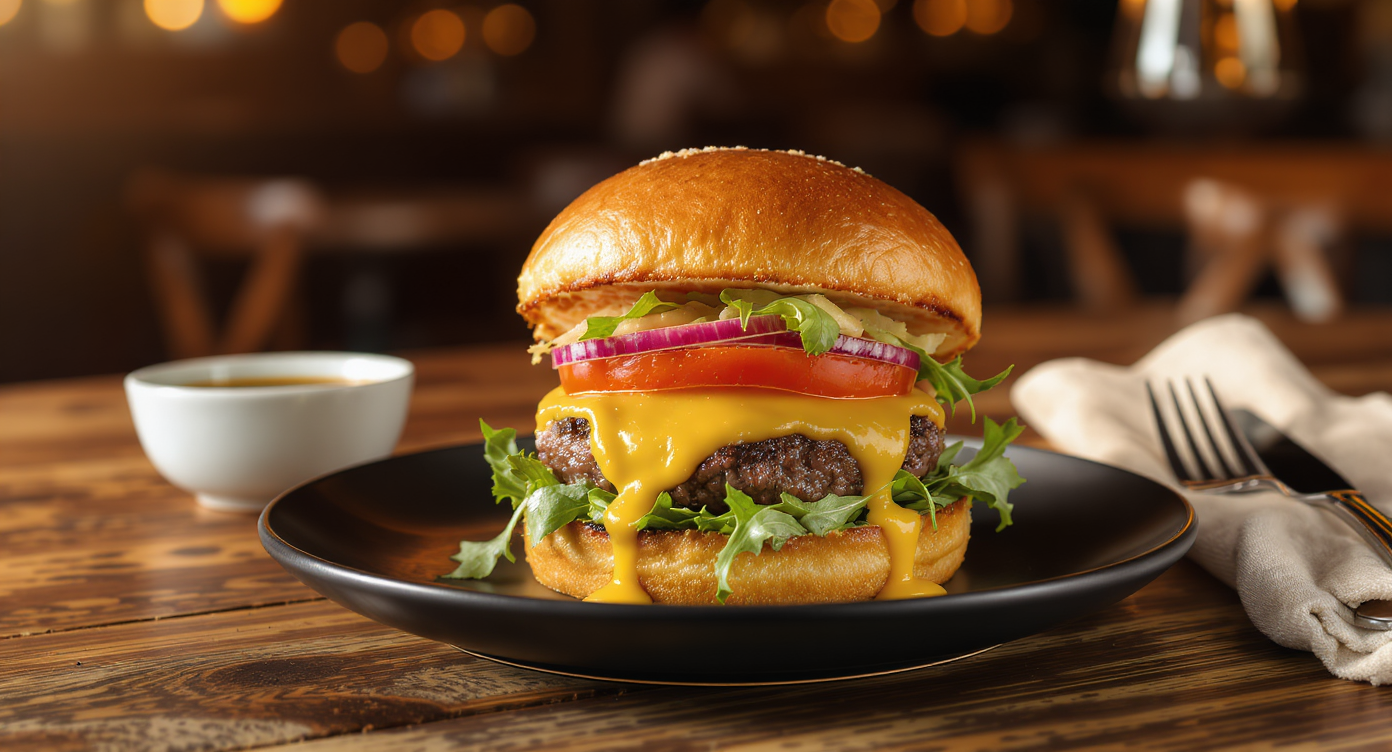 Ultimate Brioche Burger with Heirloom Tomato & Arugula