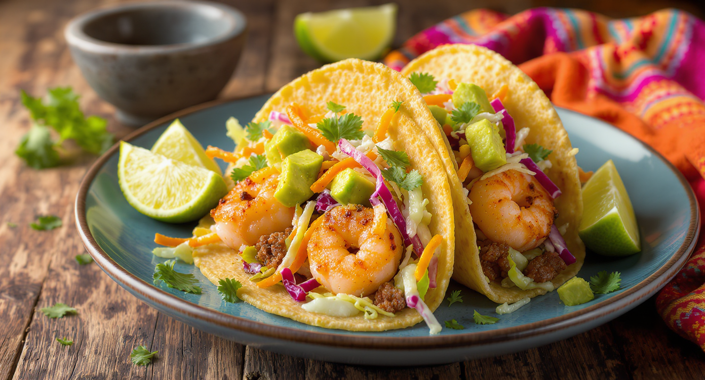 Chipotle Lime Shrimp Tacos with Crunchy Slaw