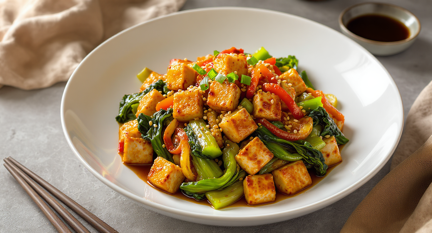Soy-Glazed Tofu Stir-Fry with Bok Choy & Bell Peppers