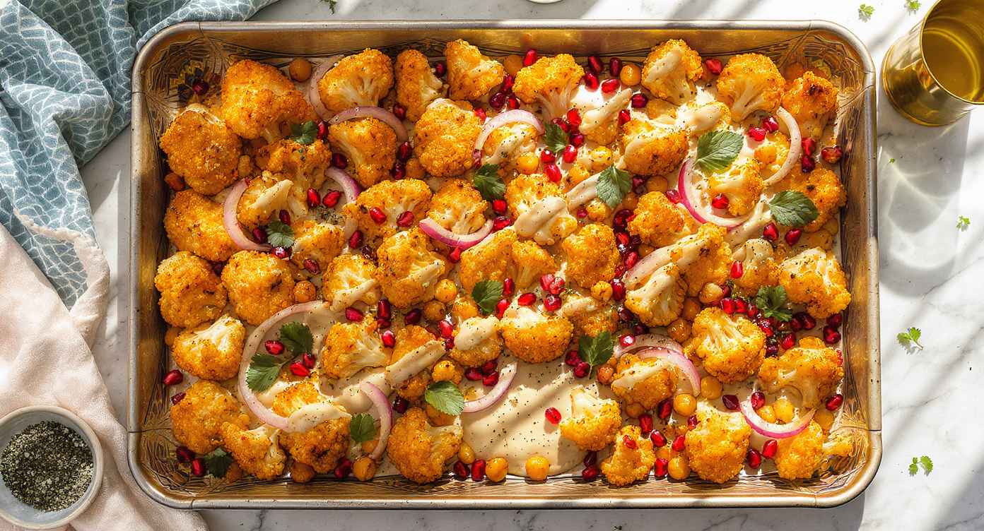 Middle Eastern Spiced Cauliflower & Chickpea Tray