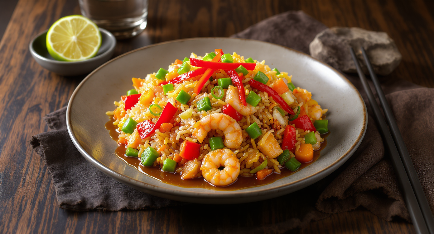 Chifa-Style High-Protein Fried Rice (Arroz Chaufa) Without Cilantro