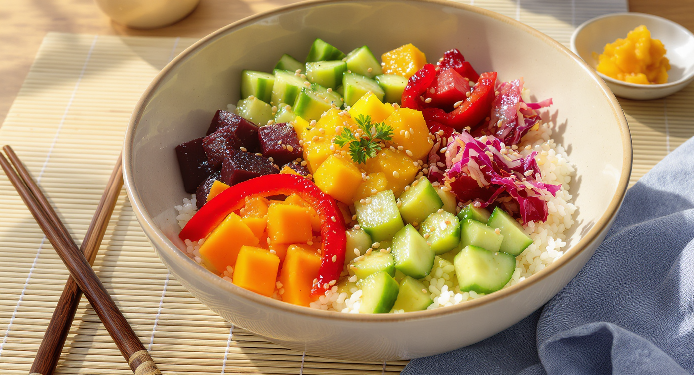 Color-Block Vegetable Sushi Bowl
