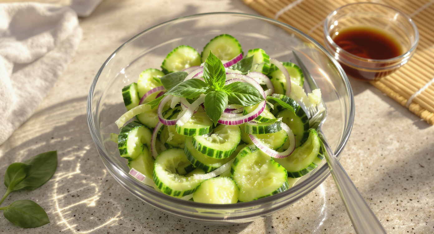 Thai Basil Cucumber Ribbon Salad