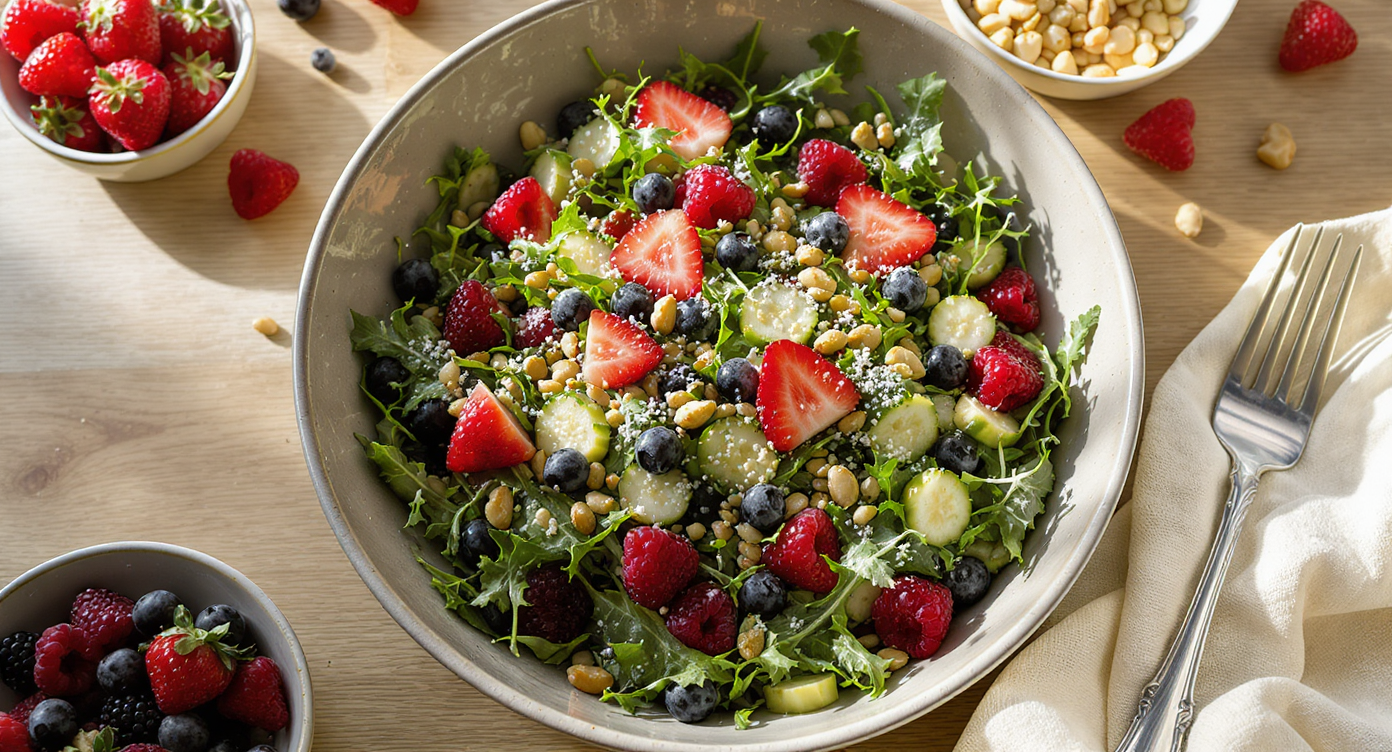 Wild Berry & Arugula Salad with Toasted Hazelnuts