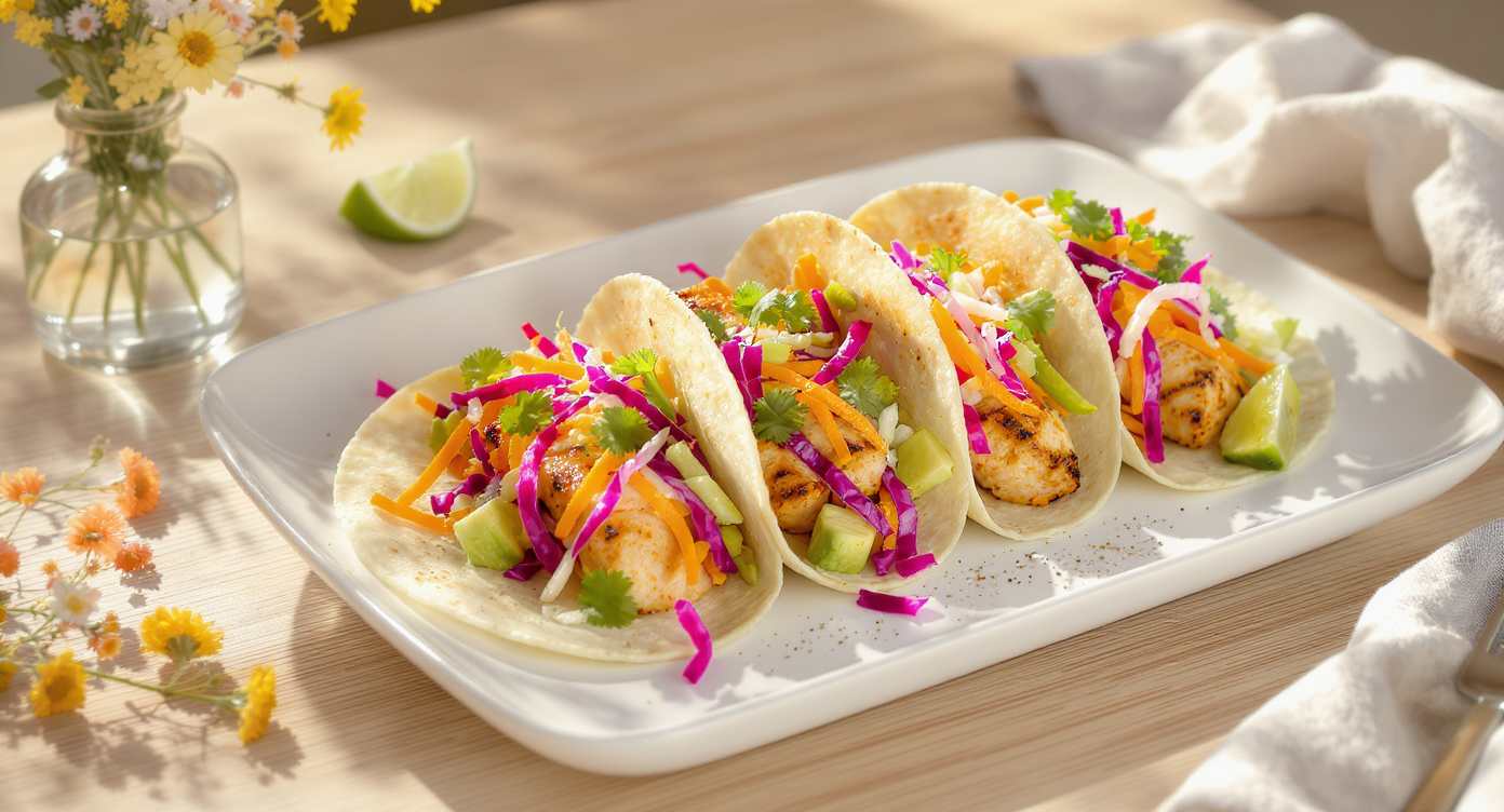 California Grilled Chicken Tacos with Citrus Slaw