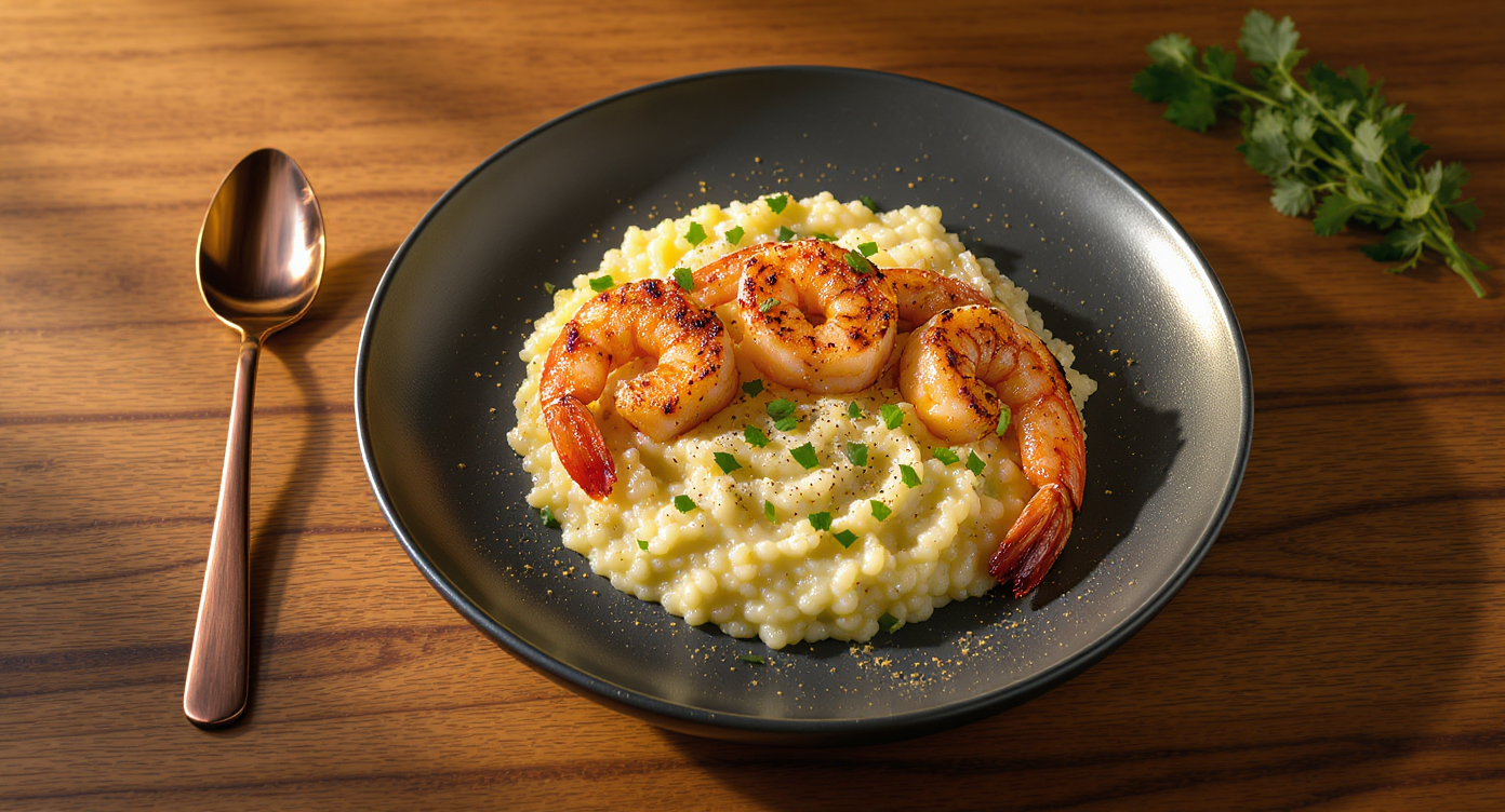 Citrus BBQ Shrimp with Creamy Lemon-Herb Cauliflower Risotto