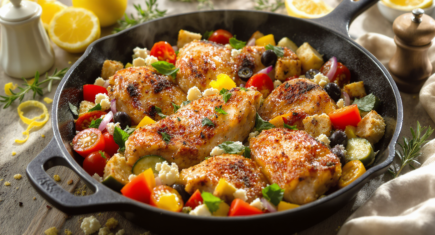 Mediterranean Herb-Roasted Chicken with Summer Panzanella
