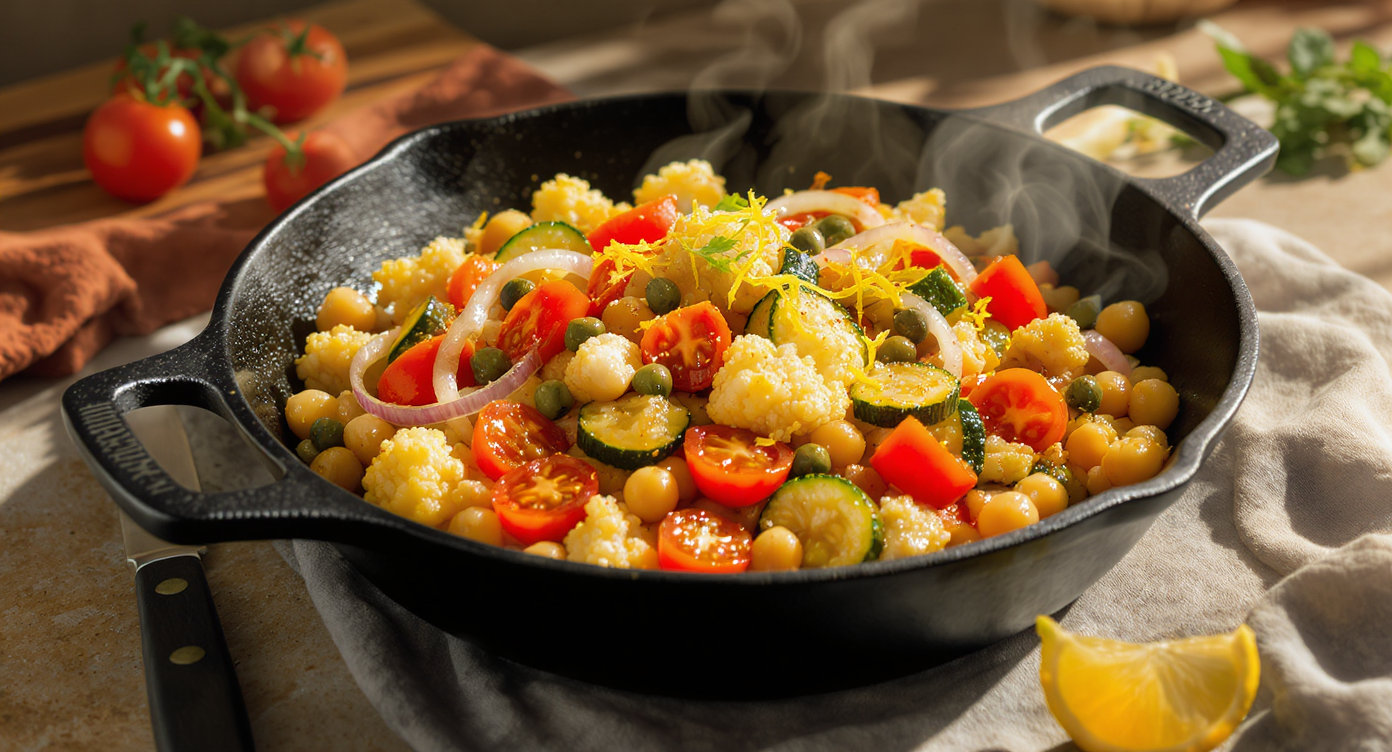 Mediterranean Cauliflower & Chickpea Stir-Fry