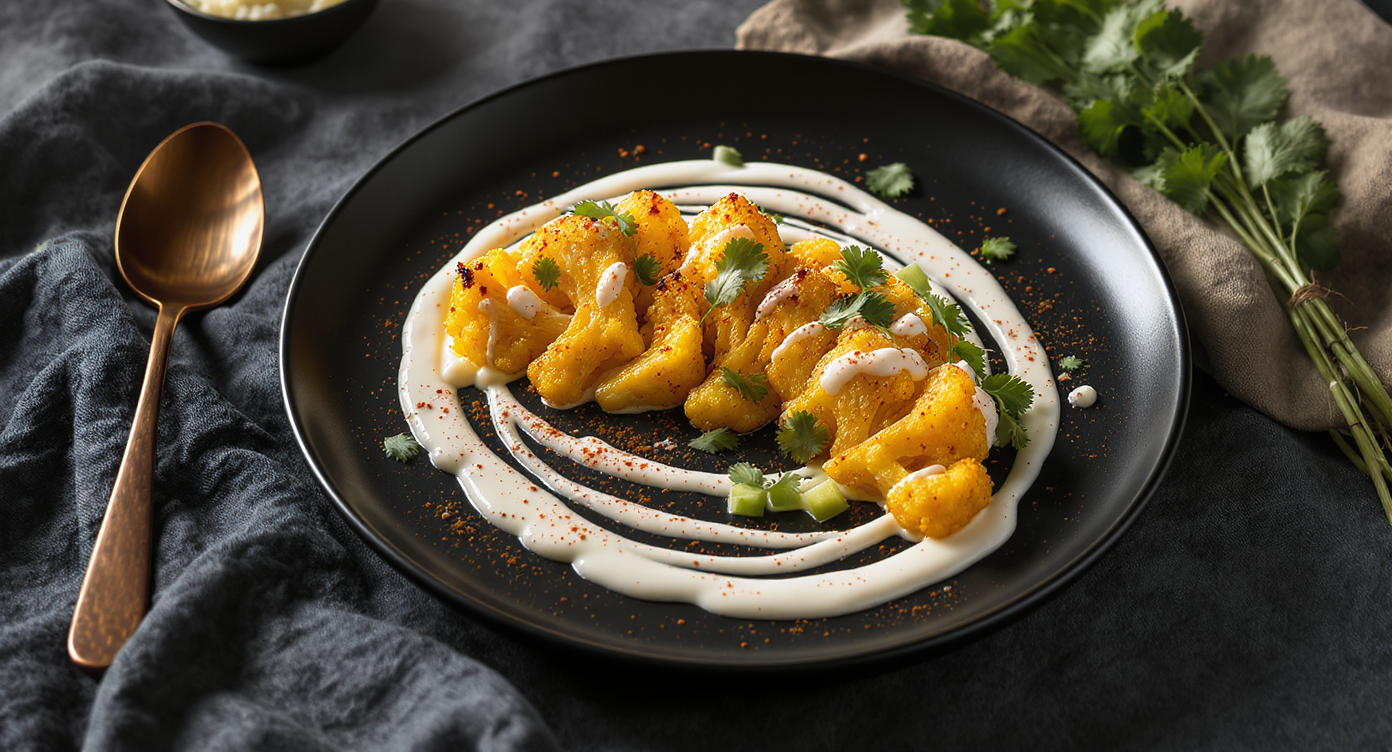 Roasted Cauliflower Curry with Spiced Yogurt Drizzle