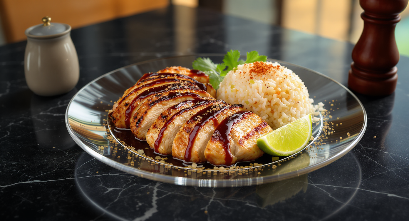 Grilled Seasoned Chicken with Fragrant Rice & ABC Sauce Drizzle