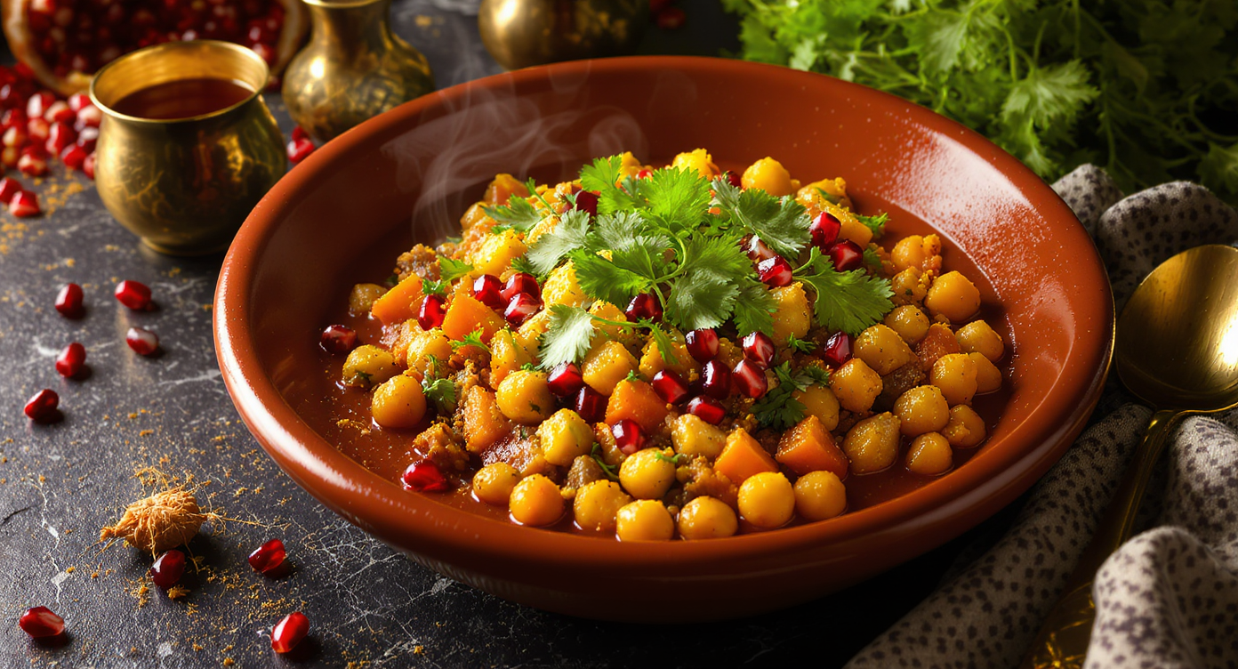 Spiced Moroccan Chickpea Tagine with Apricots & Couscous