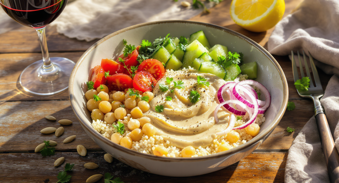 Easy Tahini Chickpea Bowls with Sumac-Lemon Dressing