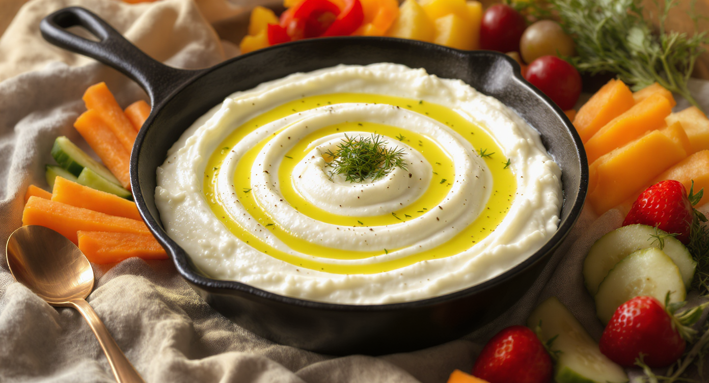 Whipped Feta & Yogurt Dip with Herb Oil Swirl