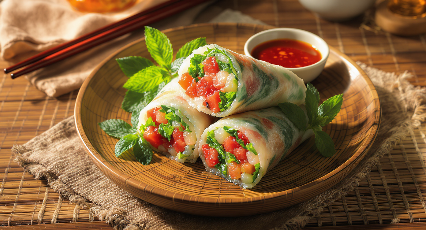 Thai Watermelon & Mint Rice Paper Rolls