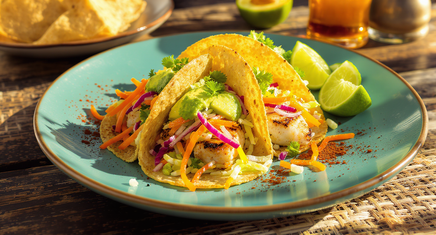 Baja-Style Grilled Fish Tacos with Citrus Veggie Slaw