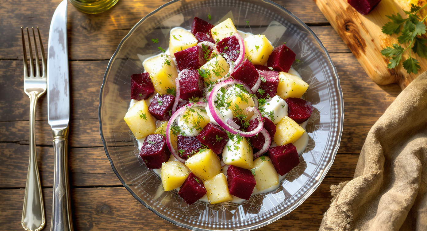Chilled Beet & Potato Salad with Herbed Yogurt Dressing
