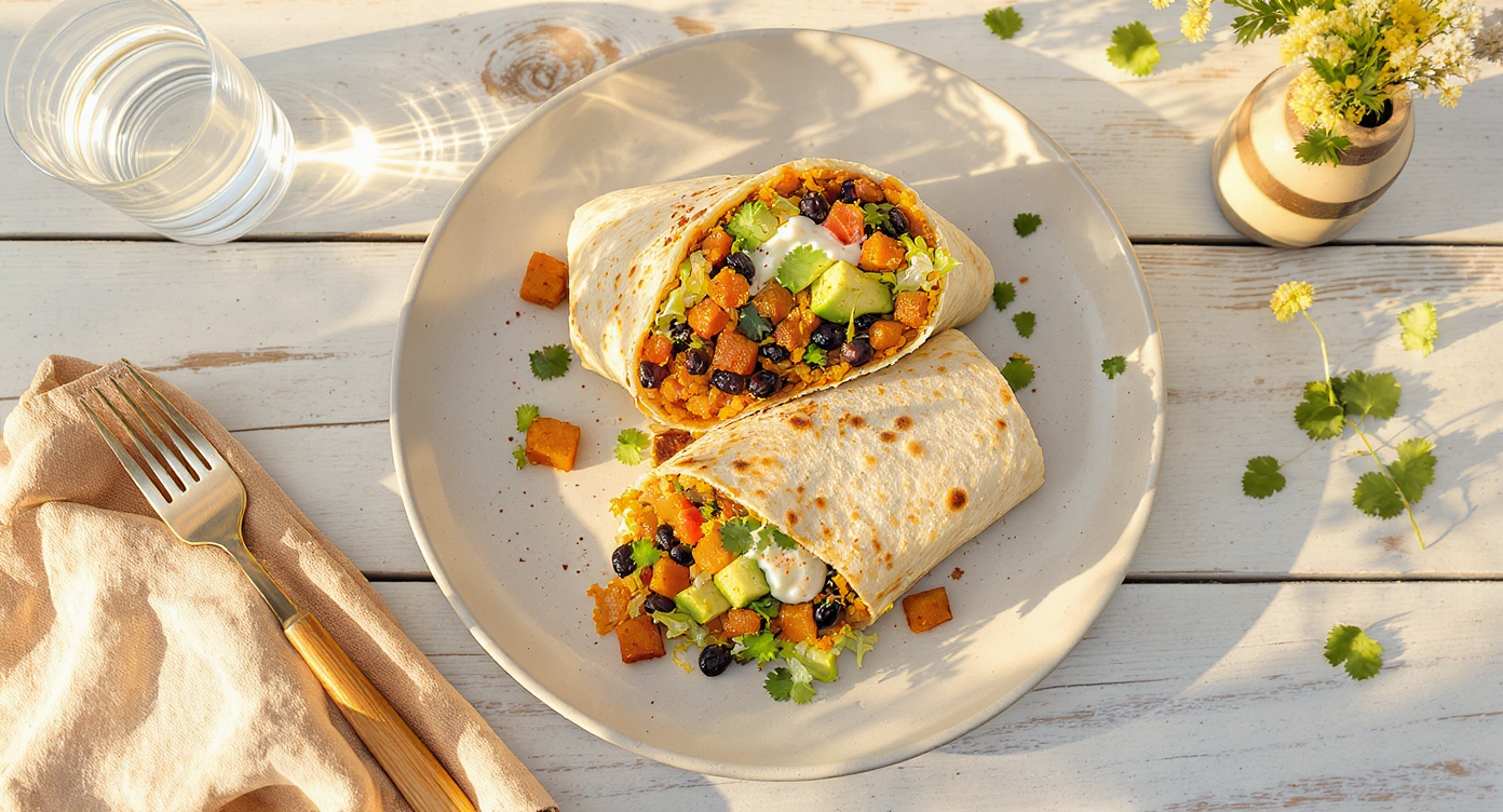 California-Style Vegan Burritos with Roasted Sweet Potato & Black Beans