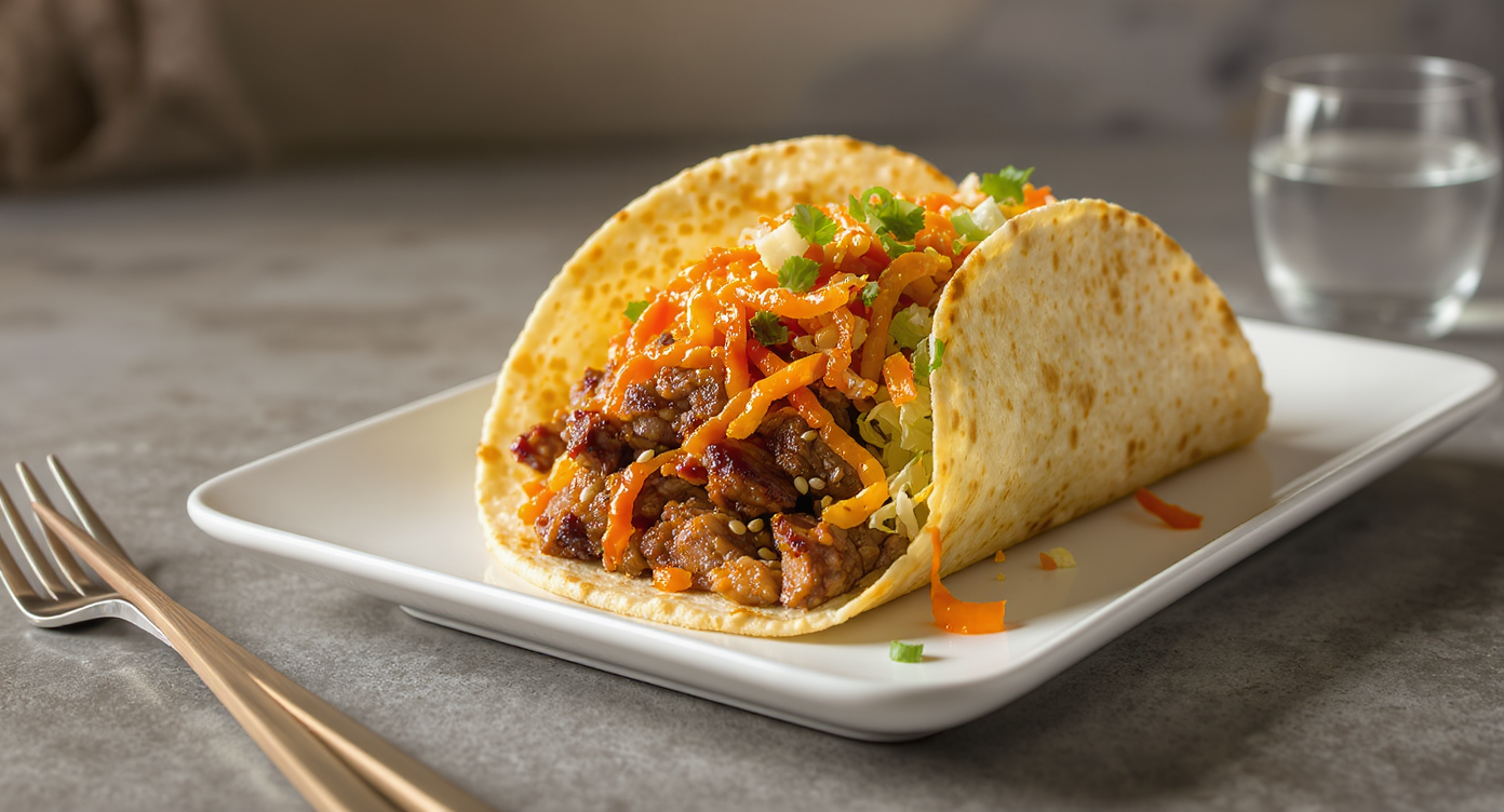 Korean Bulgogi Beef Taco with Kimchi Slaw