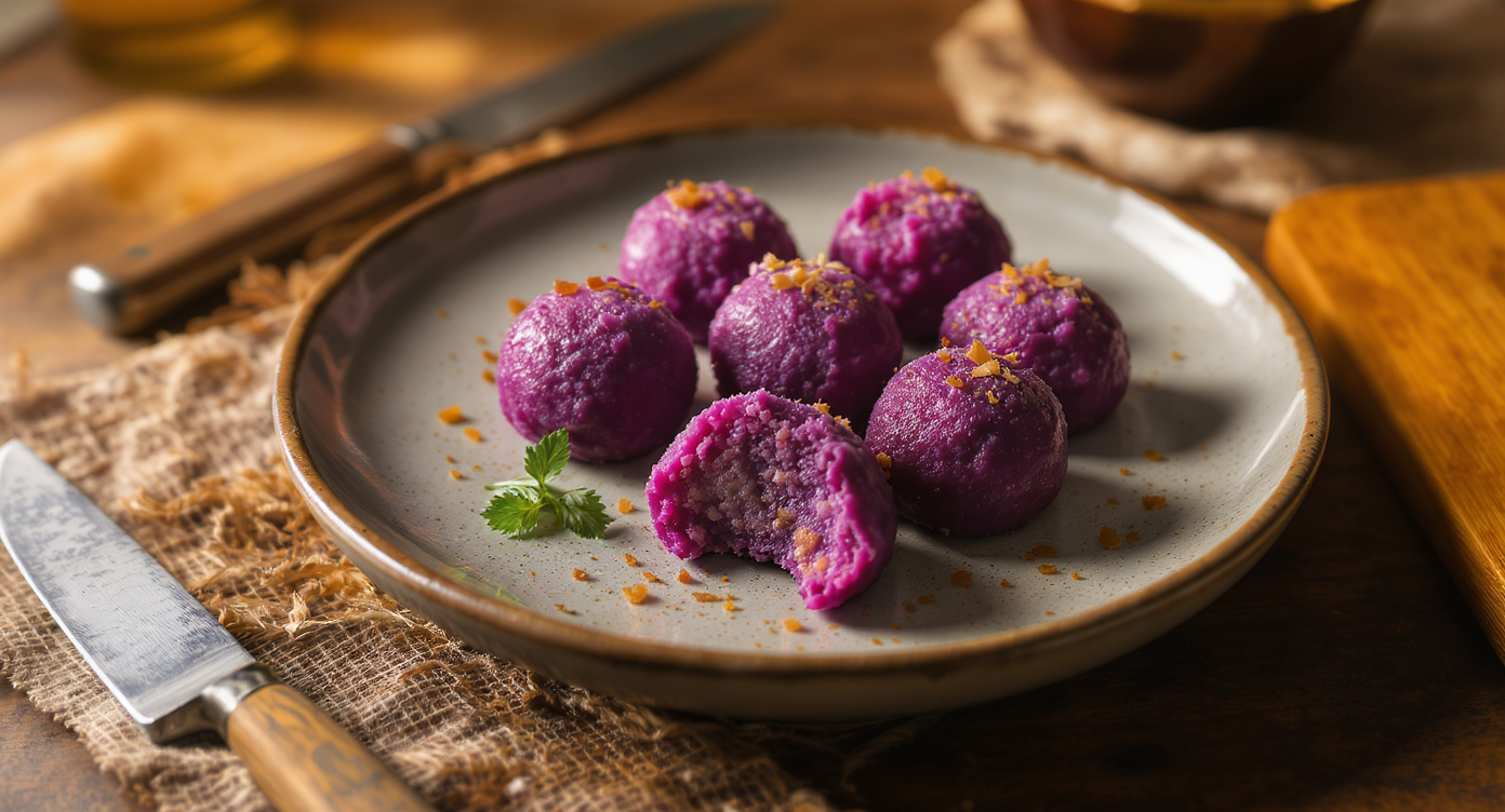 Okinawan Sweet Potato Mochi Bites