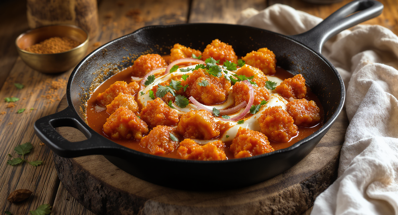 Vegan Cauliflower Tikka Masala Skillet with Cucumber Salad