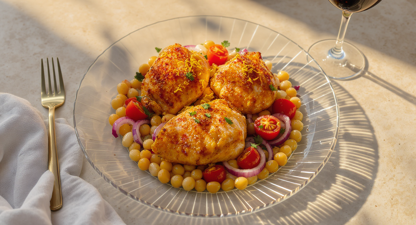 Mediterranean-Inspired One-Pan Chicken Thighs with Garbanzo Beans
