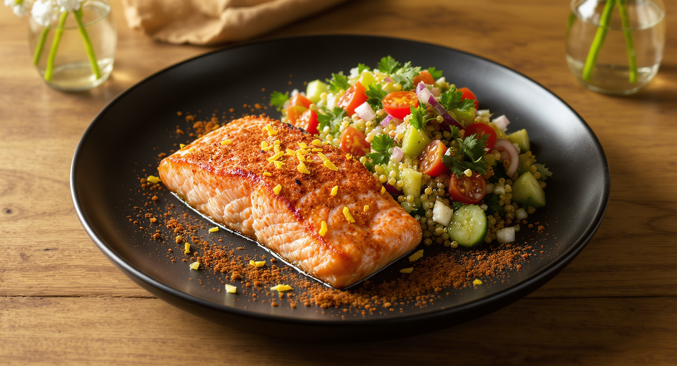 Lemon-Paprika Salmon with Quinoa Tabbouleh