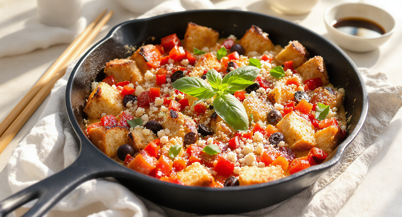 Savory Mediterranean Sourdough Bread Pudding